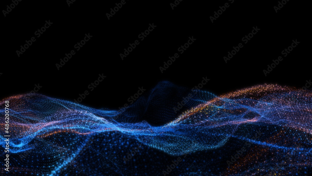 Poster abstract particle waves with depth of field effect