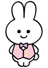 バンザイして喜ぶ　かわいいうさぎのキャラクター　ベクターイラスト　イースター