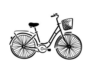 A bicycle is a monochrome simple object. Vector illustration