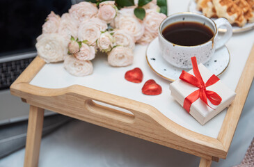 Romantic breakfast in bed