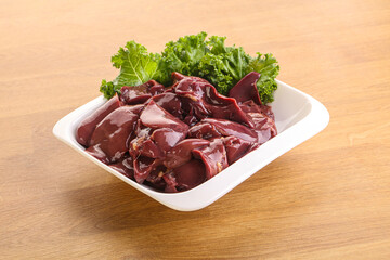 Raw chicken liver in the bowl