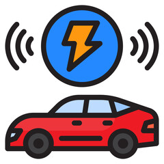electric car color line style icon