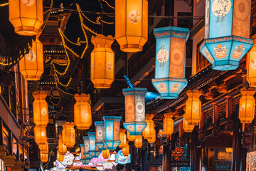 The colorful and traditional Chinese lanterns at Yuyuan, Shanghai, China.