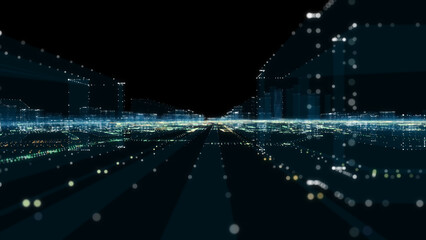 Fototapeta na wymiar Futuristic Smart Digital City. Smart City And Technology Business Concept