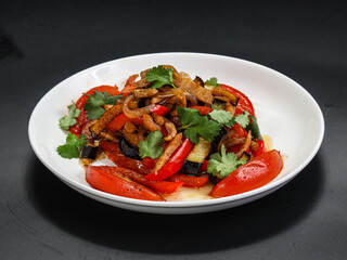 Salad with chicken and grilled meat