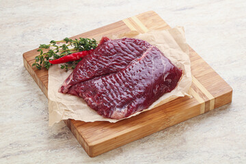 Raw beef machete steak for grill