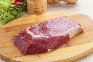 Raw rib-eye beef steak black angus