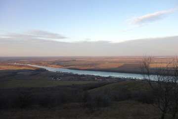sfantul gheorghe, part of danube river, romania, tulcea in winter at sunset