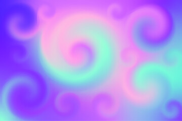Fantasy background. Holographic swirl illustration. Cute cartoon girly background. Bright multicolored sky. Vector.