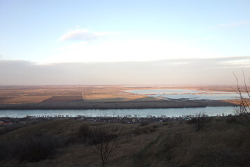 Fototapeta na wymiar sfantul gheorghe, part of danube river, romania, tulcea in winter at sunset