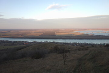 sfantul gheorghe, part of danube river, romania, tulcea in winter at sunset