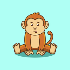 Cute cartoon monkey sit down and sticking her tongue out in cartoon style. cartoon vector illustration