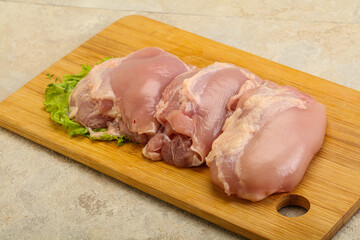 Raw chicken boneless and skinless leg