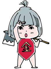 まさかりを持って立つ金太郎