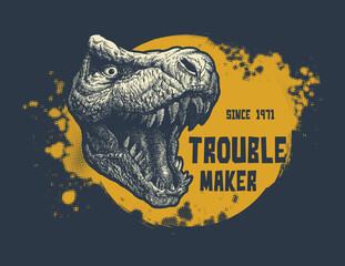 Vintage typography t-shirt graphics with trex face, vector illustration. © RLRRLRLL
