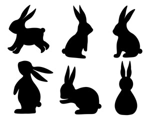 Set Easter Bunny silhouette vector illustration	