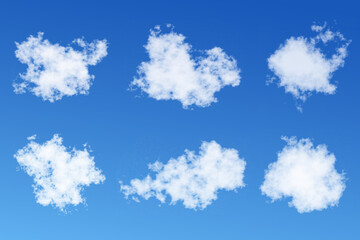 Realistic white clouds set with blue sky background