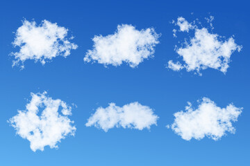 Realistic white clouds set with blue sky background