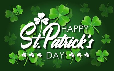 St Patrick's Day banner template design. with a vector sprinkle of clover leaves. Simple banner for website, shop, magazine promotion.