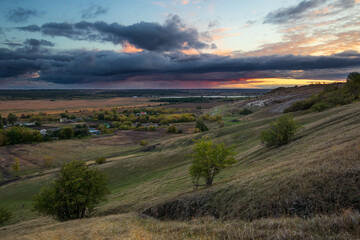 sunset over the field