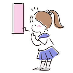 驚き照れる学生の女の子