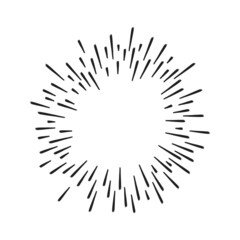 Fototapeta na wymiar Hand drawn starburst doodle explosion vector illustration isolated on white background. Retro vintage design sun rays or fireworks radial elements of shine hipster arts.