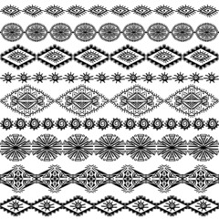 Vector set of ethnic seamless borders. Collection of pattern brushes inside - 486209907