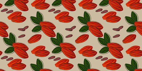 Seamless pattern with cocoa beans