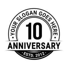 10 years anniversary logo design template. Vector illustration.