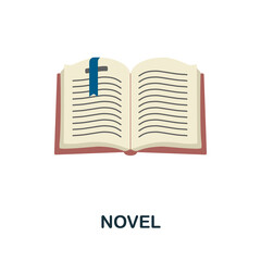 Novel flat icon. Colored element sign from books collection. Flat Novel icon sign for web design, infographics and more.