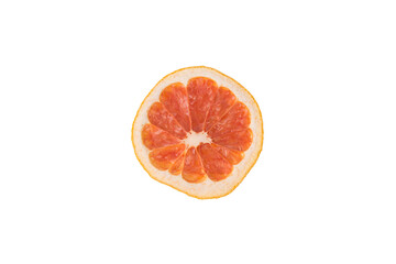 round piece of dried grapefruit, on a white background