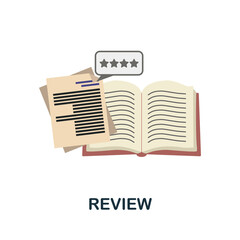 Review flat icon. Colored element sign from books collection. Flat Review icon sign for web design, infographics and more.
