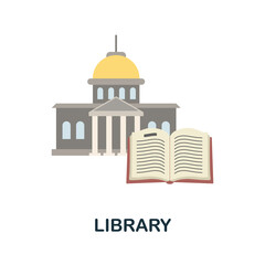 Library flat icon. Colored element sign from books collection. Flat Library icon sign for web design, infographics and more.