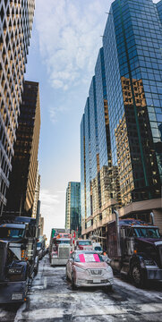 Car Stuck in the Convoy for Freedom 2022 Trucks and Tracors Protest in Ottawa