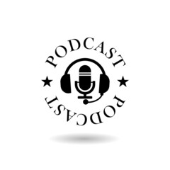 Black Podcast icon with shadow