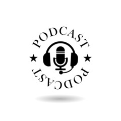 Black Podcast icon with shadow