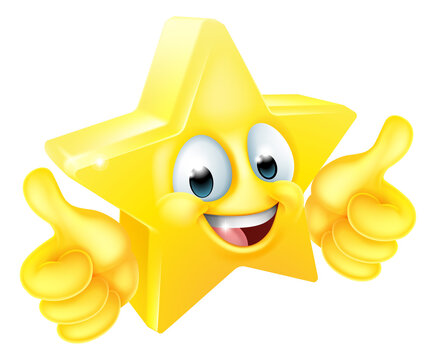 Star Thumbs Up Happy Emoticon Cartoon Face