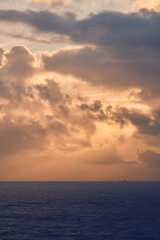 Clouds and Sunrise over the northern sea. High quality photo