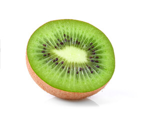 Naklejka na ściany i meble Single half of ripe kiwi fruit on white background