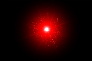 Fototapeta na wymiar Abstract red explosion bokeh light rays and sparkles. Isolated on a transparent background. Empty space for text. Detailed vector illustration.
