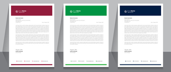 Letterhead format template, business style letterhead design template. Company letterhead template designs. A4 size template