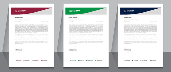 Letterhead format template, business style letterhead design template. Company letterhead template designs. A4 size template
