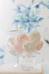 Beautiful candy bar decor with homemade craft marshmallows