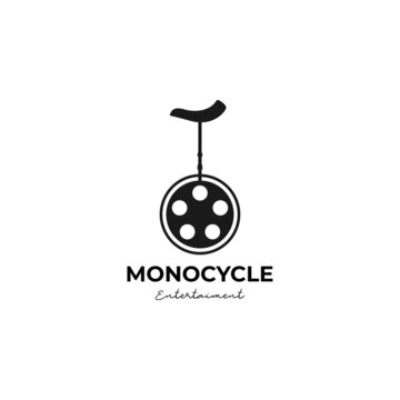 Monocycle with movie roll video cinema logo icon sign symbol design concept