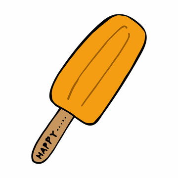 orange ice cream on white background. Vector image.