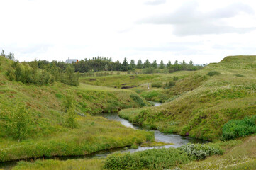 Landschaft bei Hella nahe dem Vulkan Hekla in Island