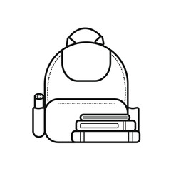 Vector icon with school backpack books and notebooks