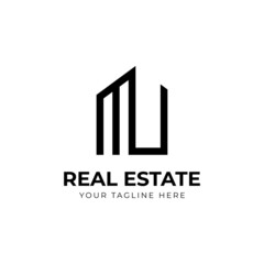 MU initial letter logo design