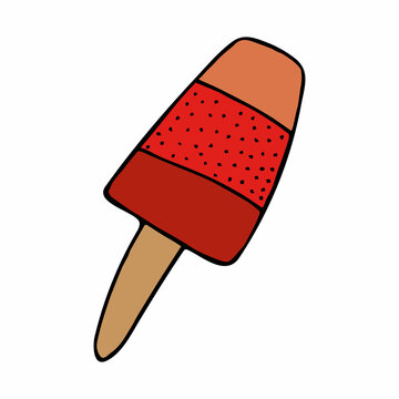 raspberry ice cream on white background. Vector image.