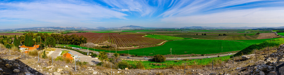 Fototapeta na wymiar Panoramic view of the landscape of Jezreel valley countryside
